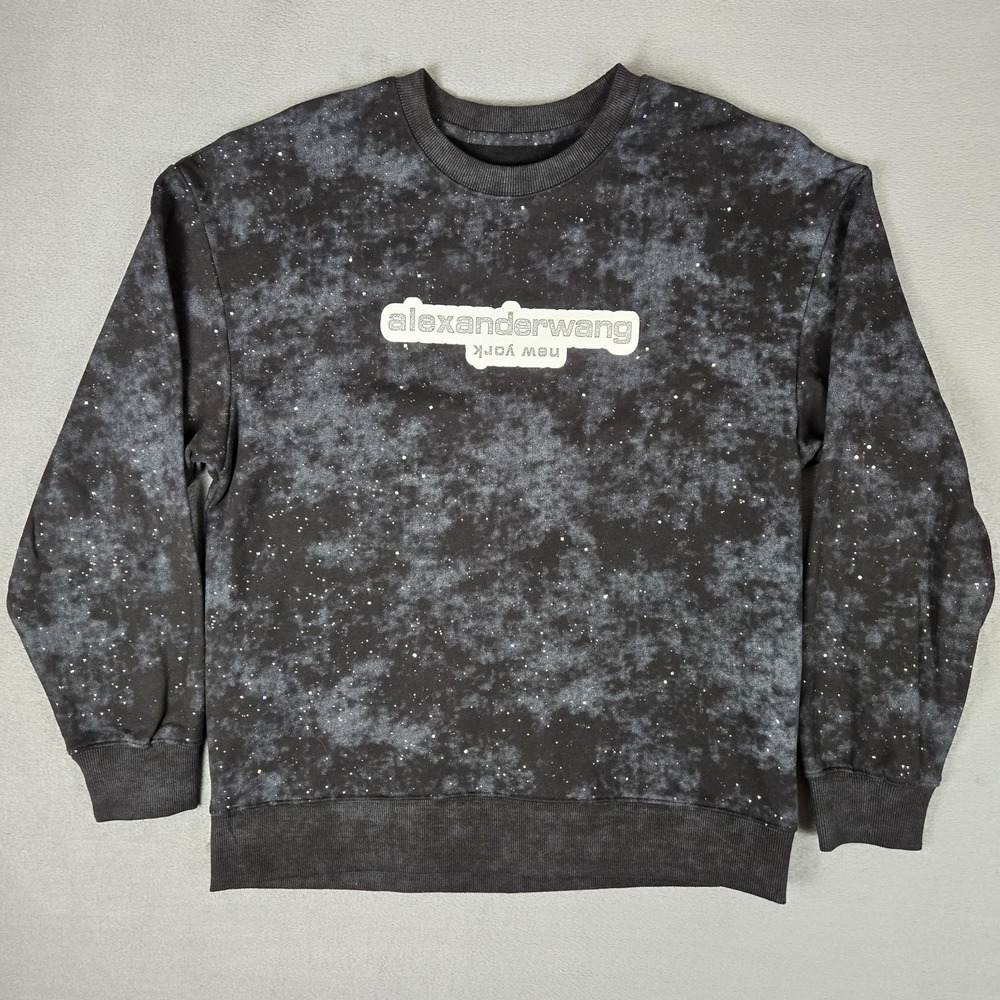 Alexander Wang Glitter Essential Terry Sweatshirt Womens Large Puff Logo